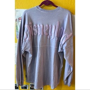 Disneyland spirit jersey, lilac purple, acid wash look, glitter Lettering